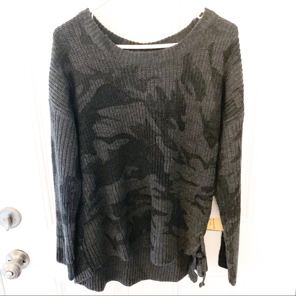 | 5 for $50 | Vintage Havana Camo Lace Up Sweater